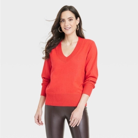 a new day Sweaters - Women's Fine Gauge V-Neck Sweater - A
New Day Red